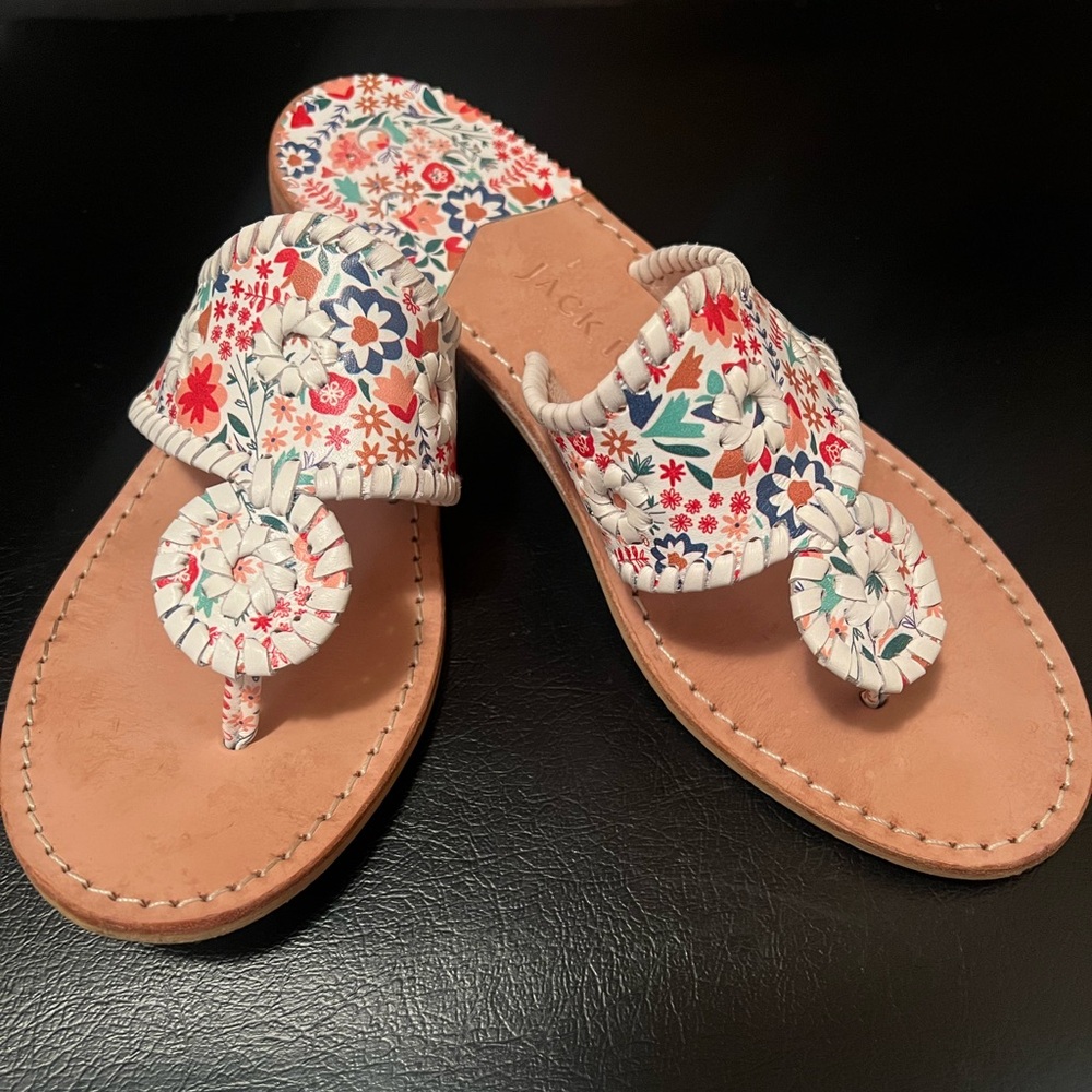 Jack Rogers Floral Sandals - Red, Blue, Green, White